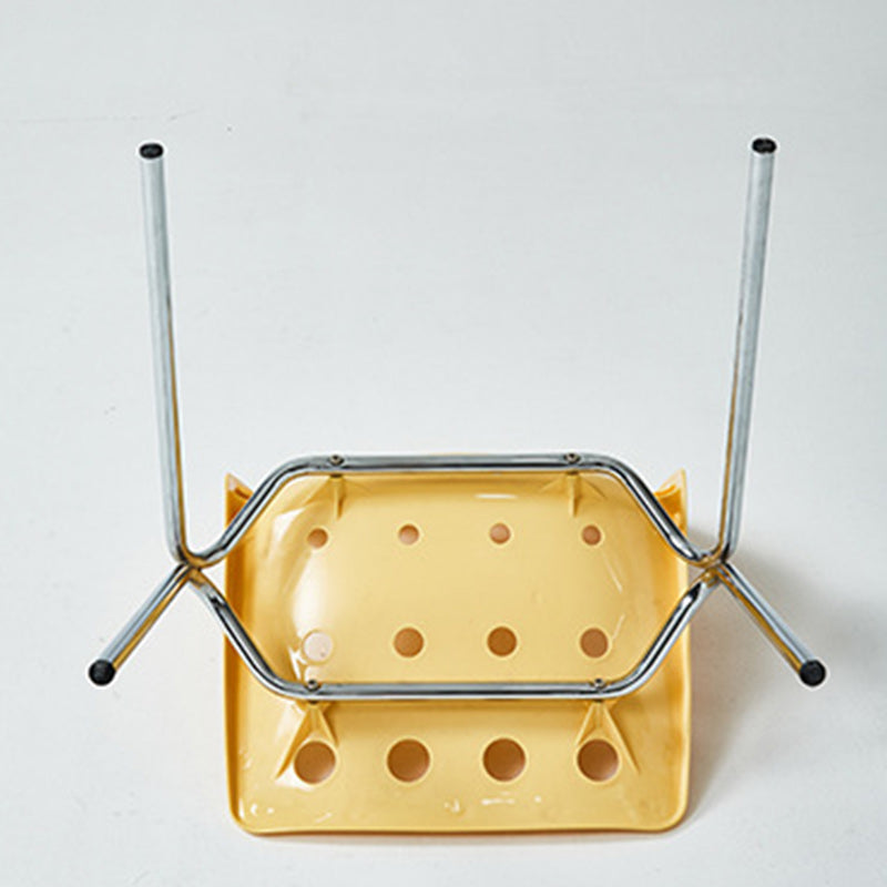 Cheese-Shape Steel Frame Dining Chair — Brown