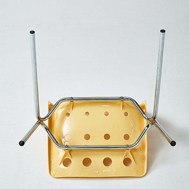 Cheese-Shape Steel Frame Dining Chair — Brown
