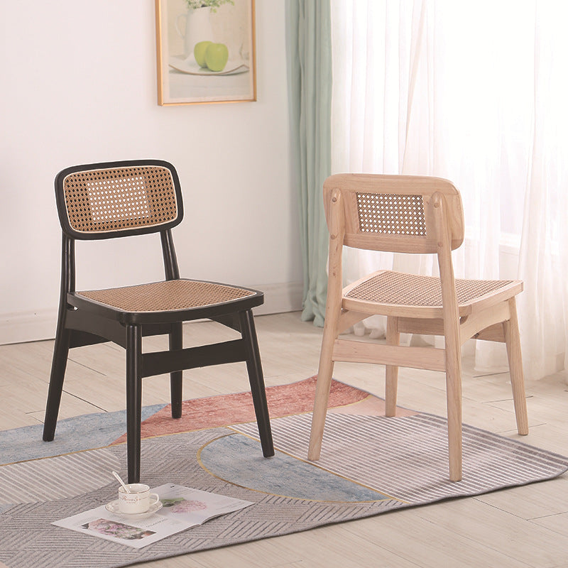 Nordic Octagonal Rattan Wood Dining Chair — Walnut