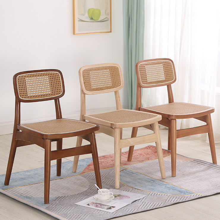 Nordic Octagonal Rattan Wood Dining Chair — Wood Color