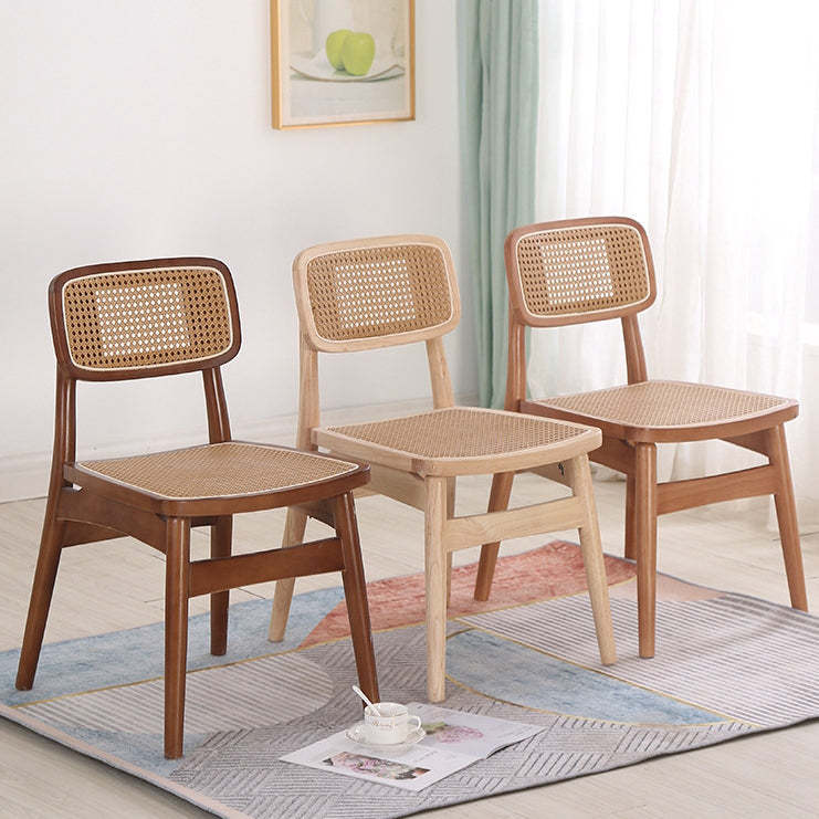 Nordic Octagonal Rattan Wood Dining Chair — Wood Color