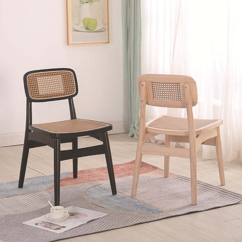 Nordic Octagonal Rattan Wood Dining Chair — Walnut