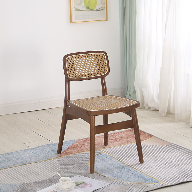 Nordic Octagonal Rattan Wood Dining Chair