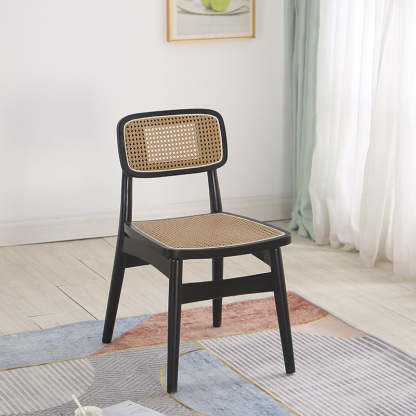 Nordic Octagonal Rattan Wood Dining Chair