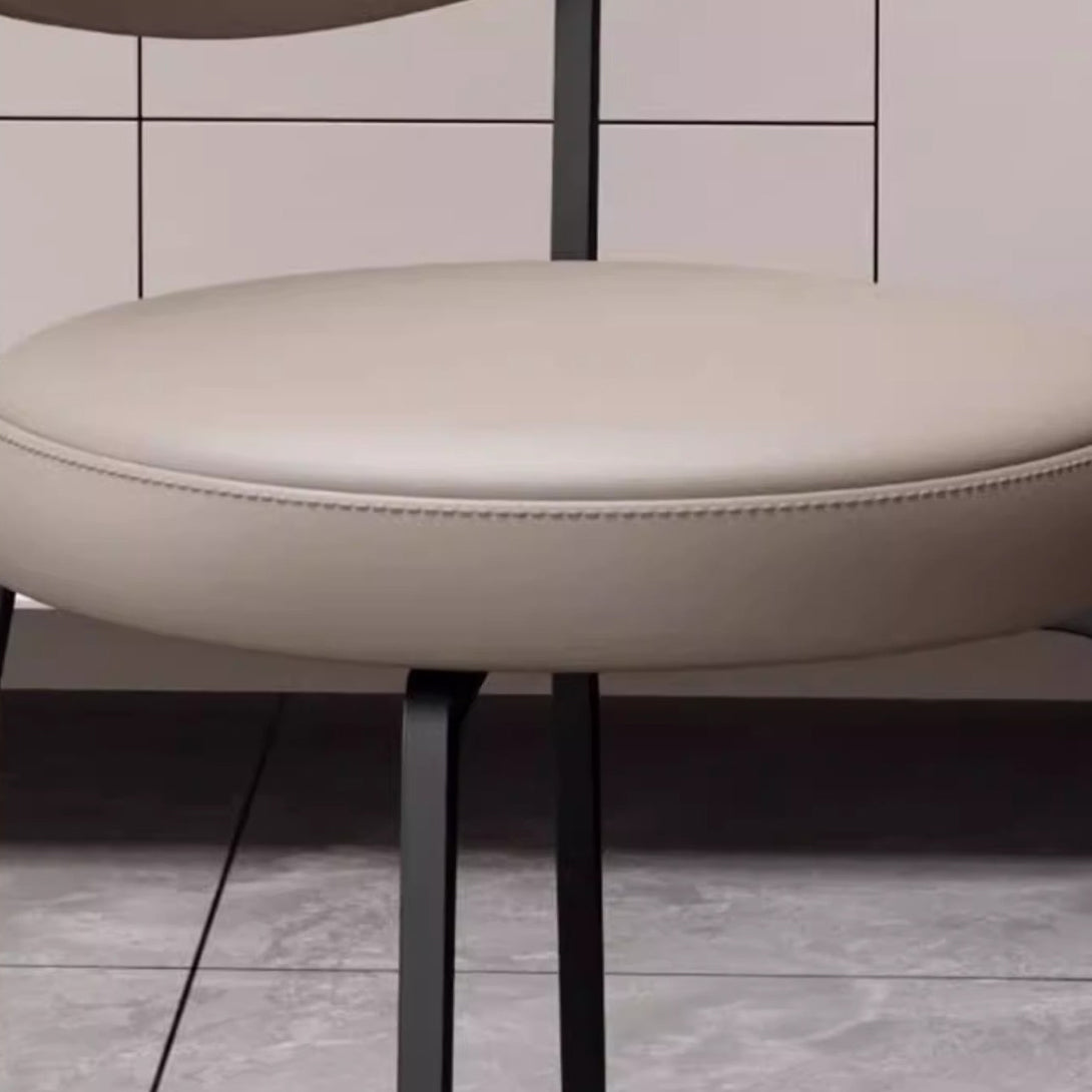 Minimalist Round Carbon Steel Dining Chair — Khaki