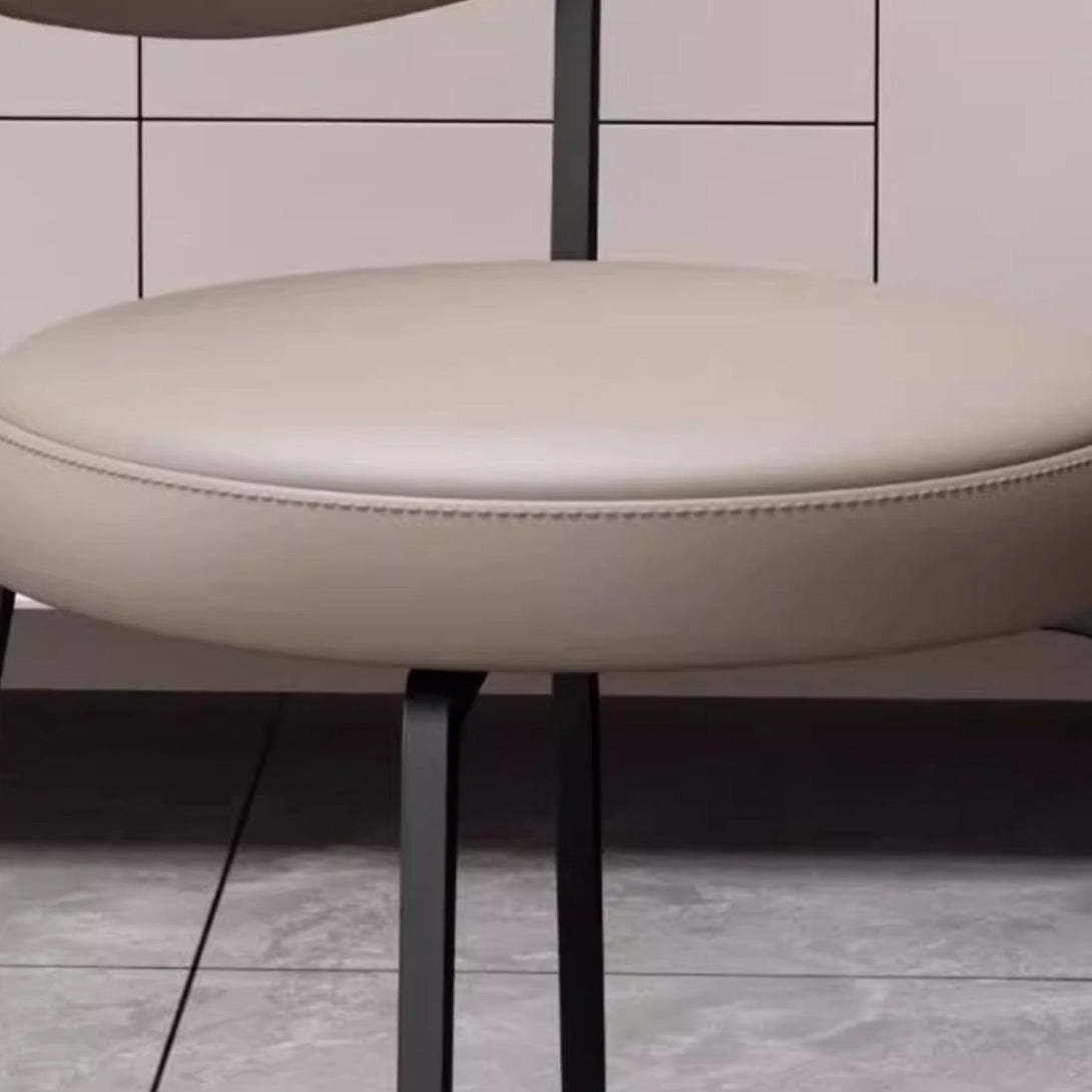 Minimalist Round Carbon Steel Dining Chair — Khaki