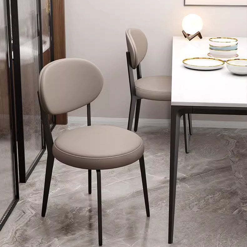 Minimalist Round Carbon Steel Dining Chair — White