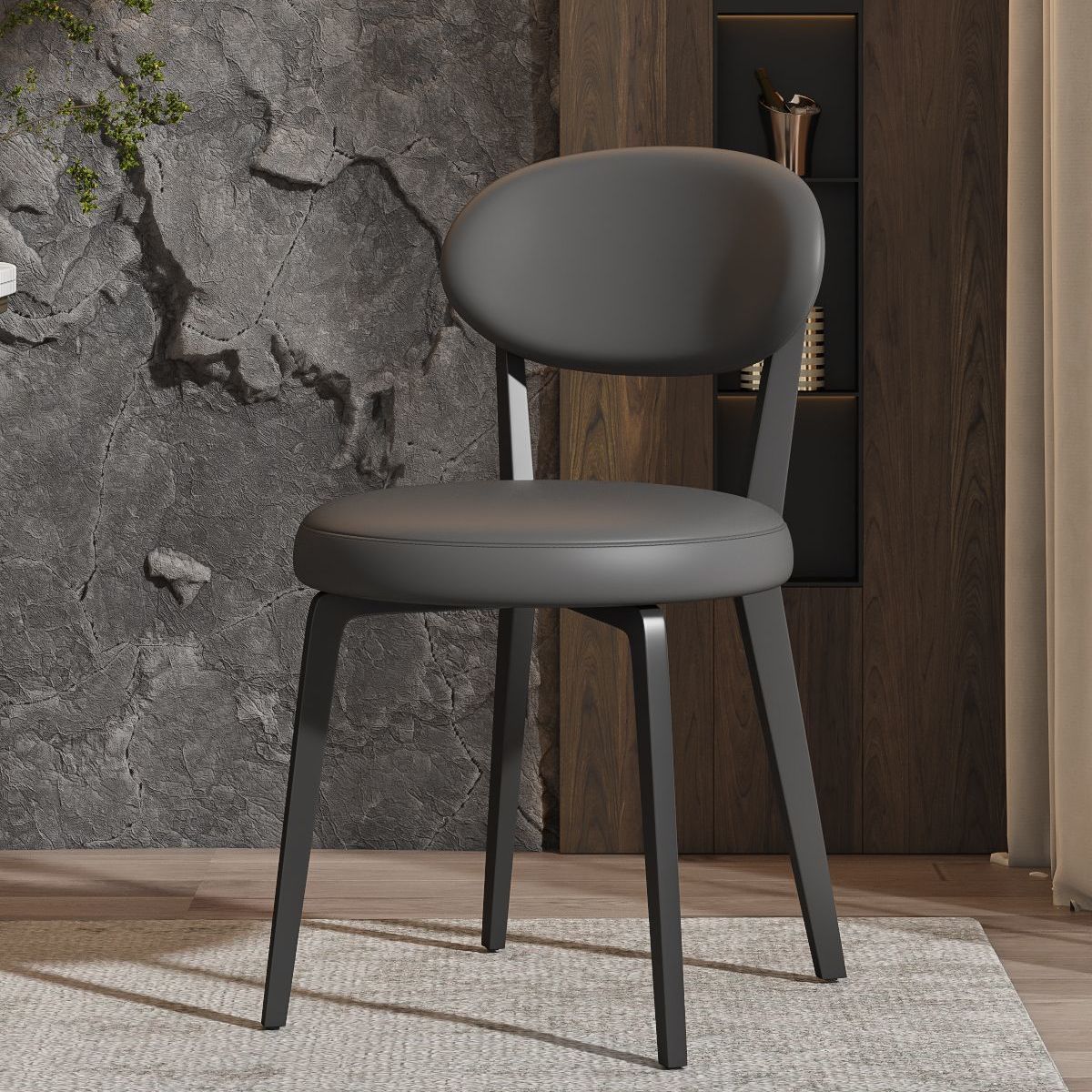 Minimalist Round Carbon Steel Dining Chair