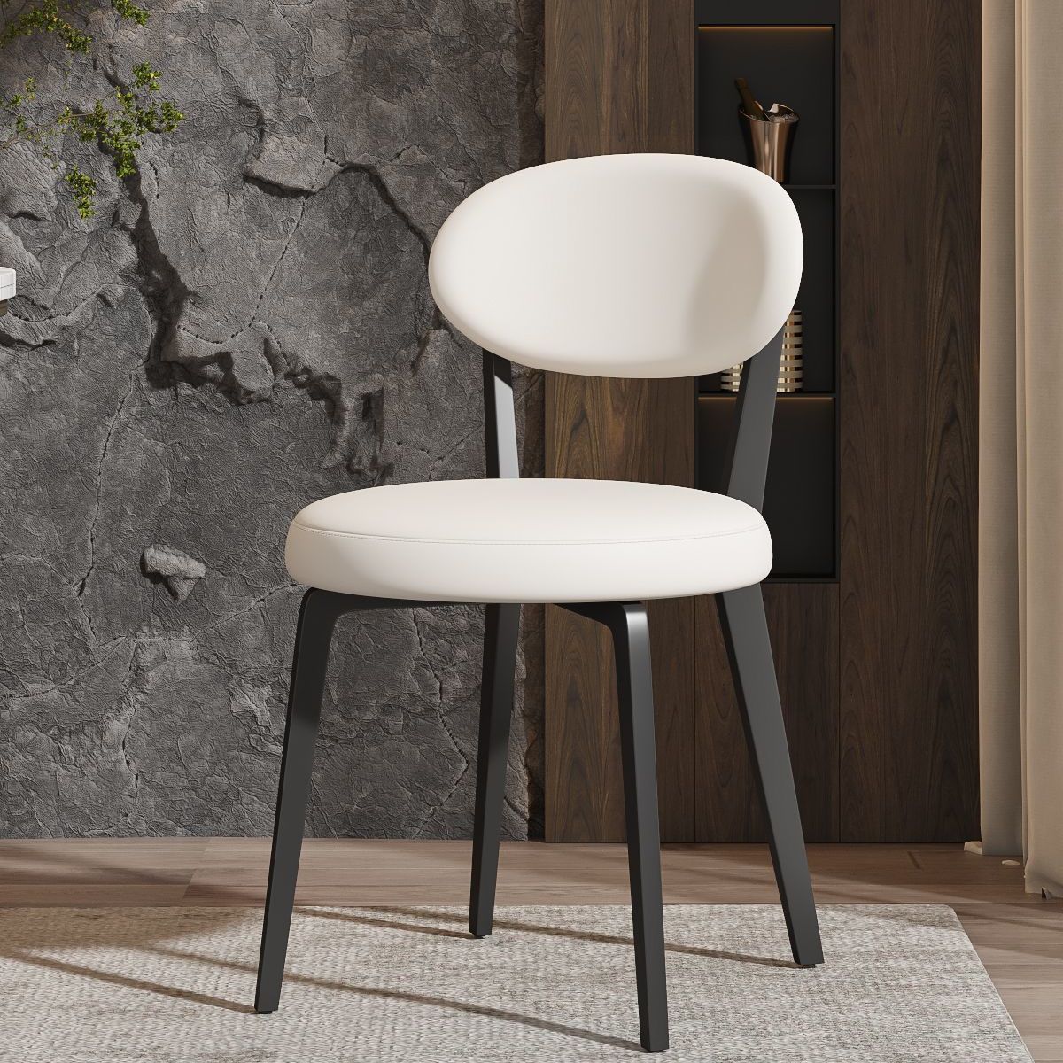 Minimalist round carbon green dining chairs & benches