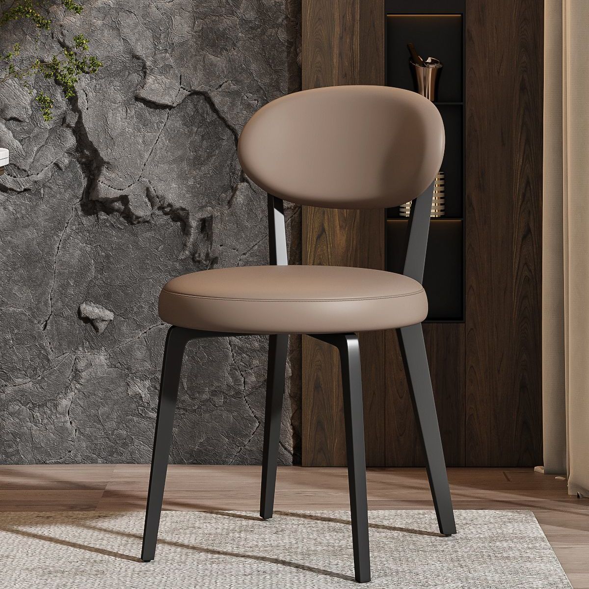 Minimalist Round Carbon Steel Dining Chair