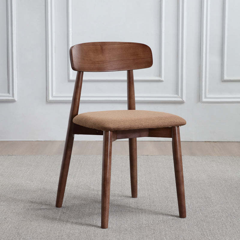 Minimalist Wood Microfiber Leather Dining Chair — Walnut Frame + Gray
