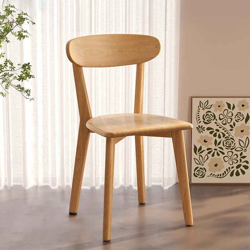Vintage Round Corner Wood Dining Chair — Wood Color
