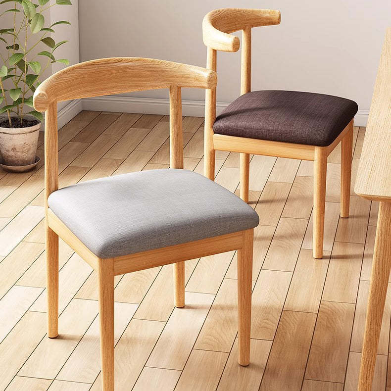 Nordic Cow Corner Fabric Leather Steel Dining Chair — Walnut Frame + Wood Seat