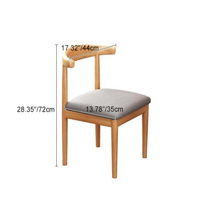 Nordic Cow Corner Fabric Leather Steel Dining Chair — Walnut Frame + Brown Fabric Seat