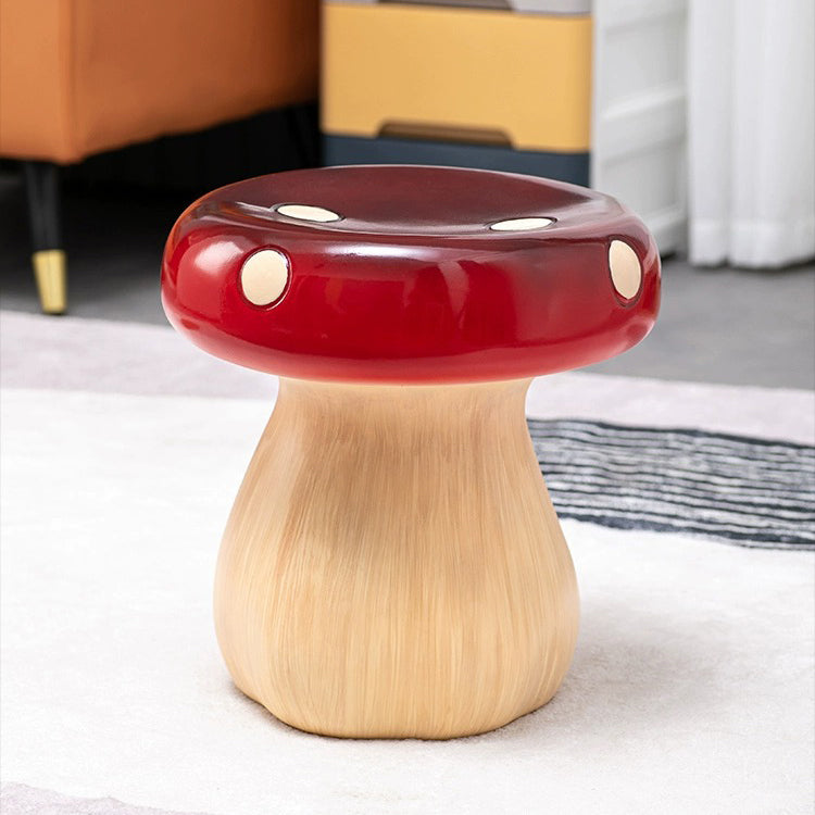 Mushroom Resin Low Stool - Red
