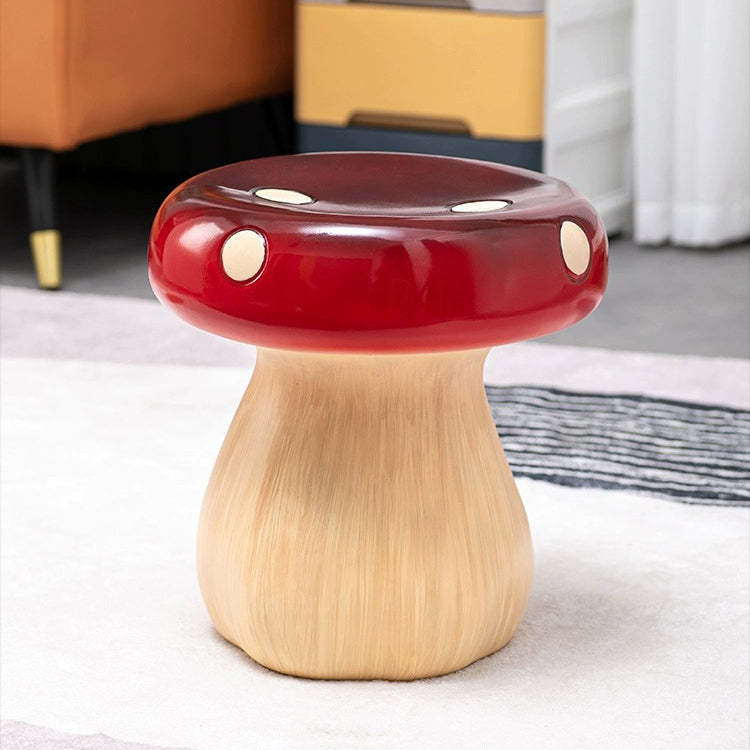 Mushroom Resin Low Stool — Red