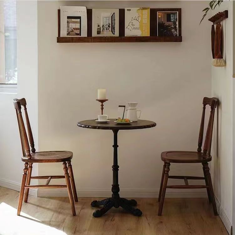 Vintage Wooden Rattan Dining Chair — Black / Rattan Seat