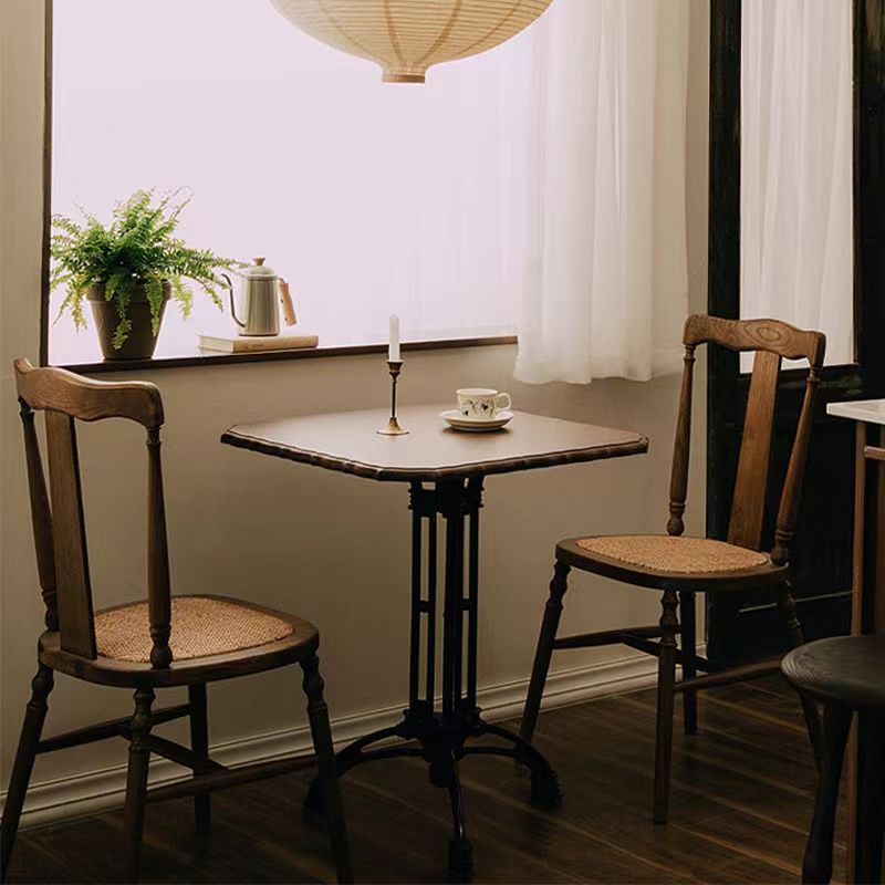 Vintage Wooden Rattan Dining Chair — Walnut / Rattan Seat