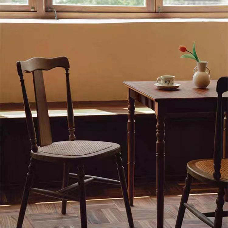 Vintage Wooden Rattan Dining Chair