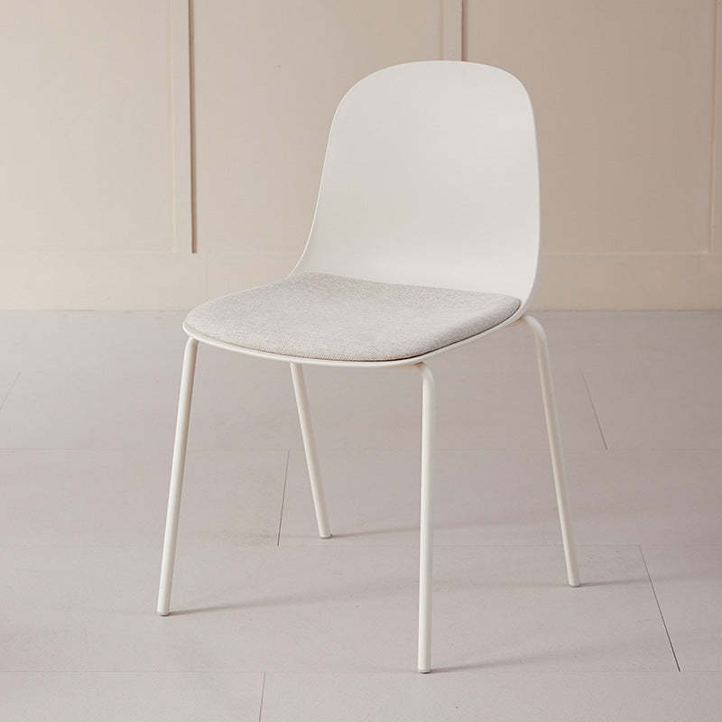 White fabric dining chairs & benches - minimalist