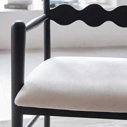 Vintage Rubberwood Velvet Dining Chair with Armrest