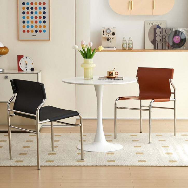 Minimalist Leather Iron Dining Chair