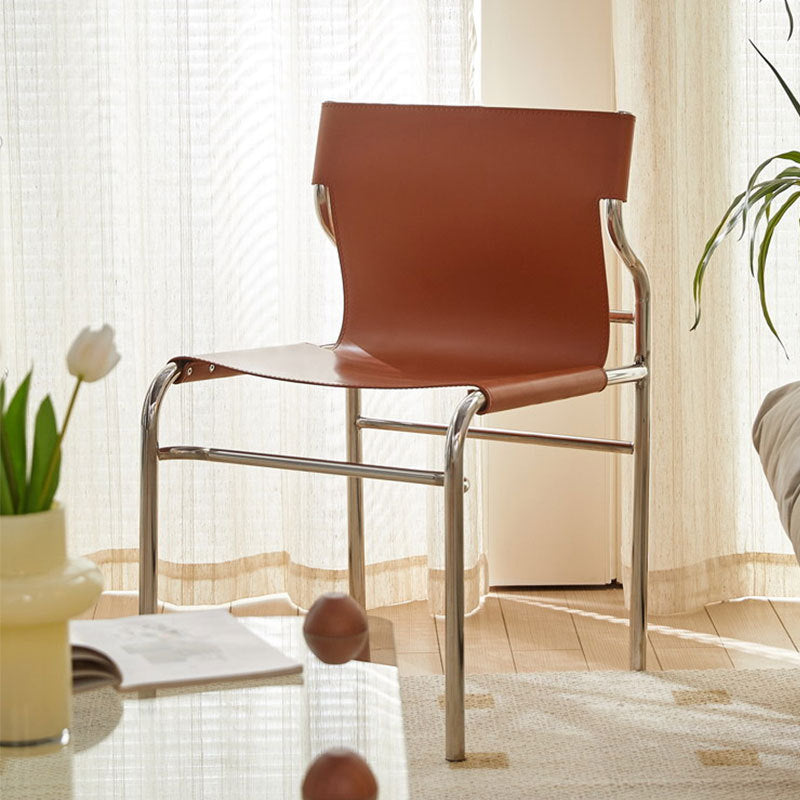 Minimalist Leather Iron Dining Chair