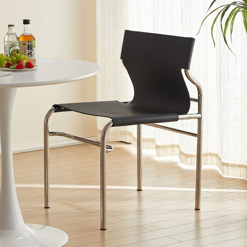 Minimalist Leather Iron Dining Chair