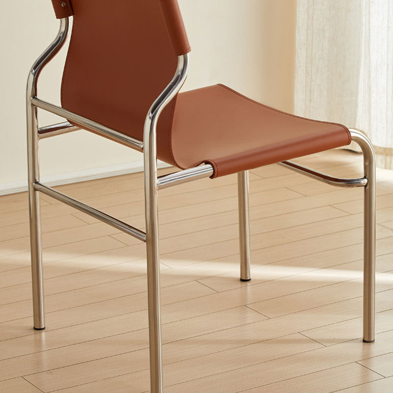 Minimalist Leather Iron Dining Chair