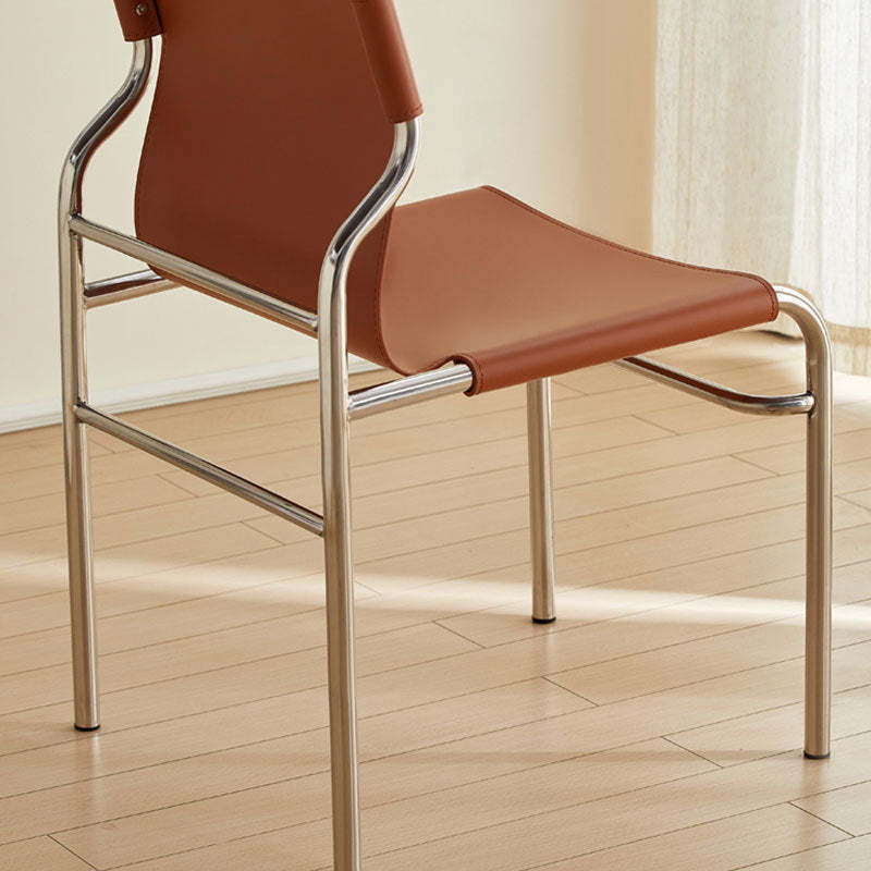 Minimalist Leather Iron Dining Chair