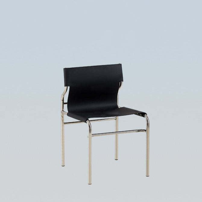 Minimalist Leather Iron Dining Chair