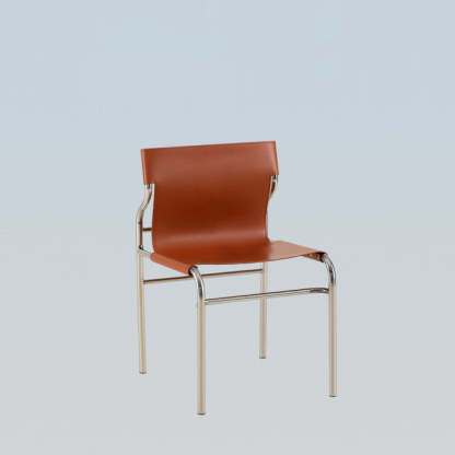 Minimalist Leather Iron Dining Chair