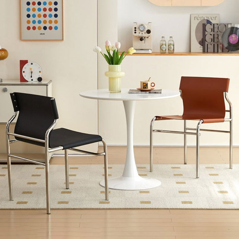 Minimalist Leather Iron Dining Chair