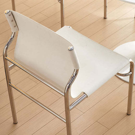 Minimalist Leather Iron Dining Chair