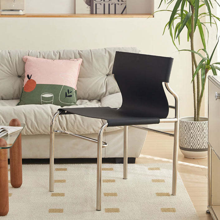 Minimalist Leather Iron Dining Chair