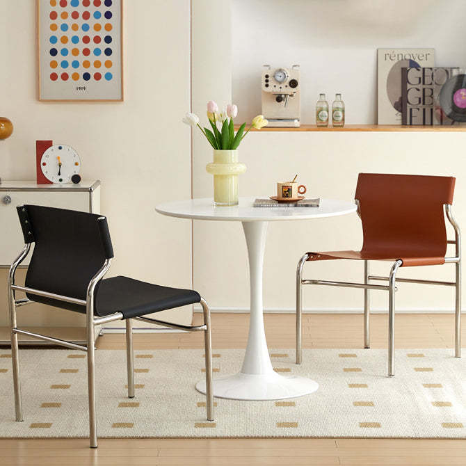 Minimalist Leather Iron Dining Chair