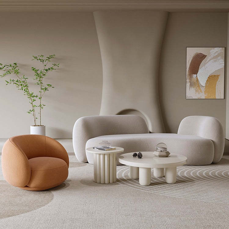 Minimalist Round Frosted Velvet Sofa
