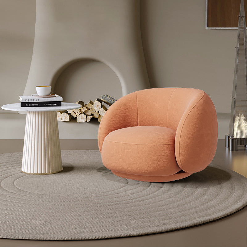 Minimalist Round Frosted Velvet Sofa — Green