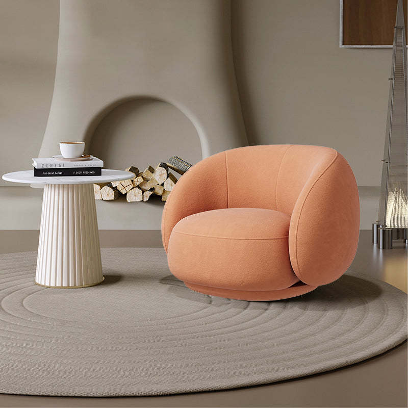Minimalist Round Frosted Velvet Sofa — Green