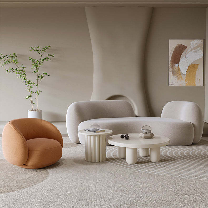 Minimalist Round Frosted Velvet Sofa