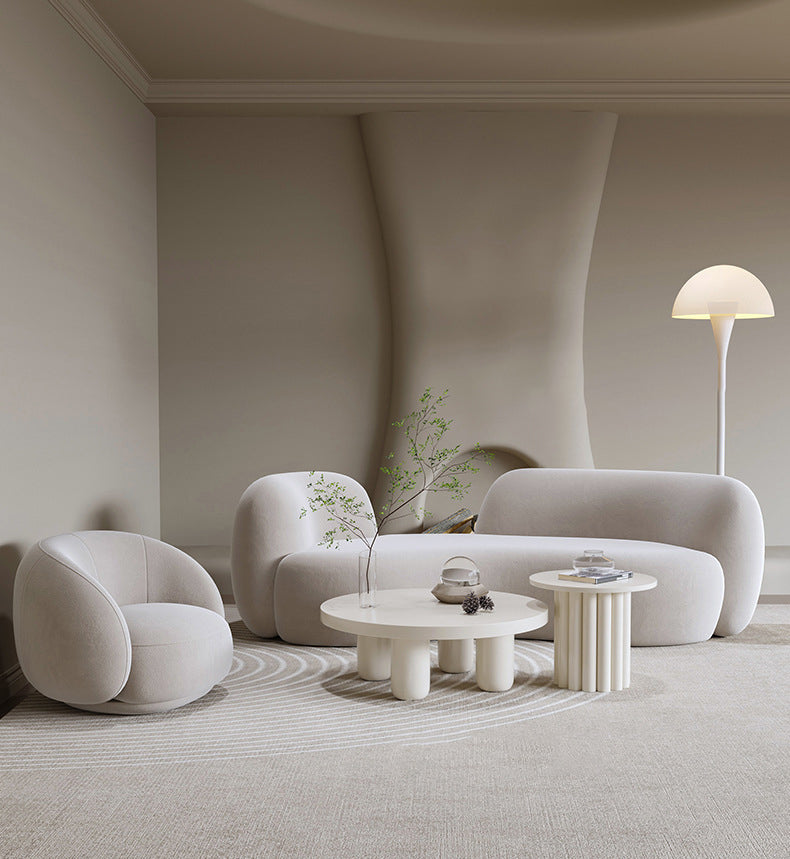 Minimalist Round Frosted Velvet Sofa