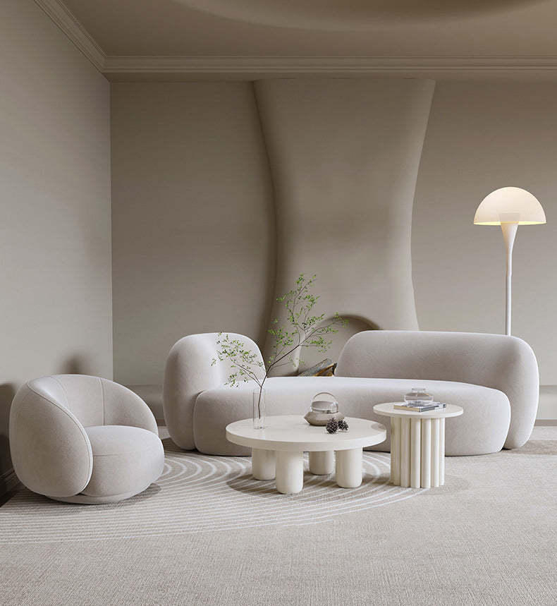 Minimalist Round Frosted Velvet Sofa