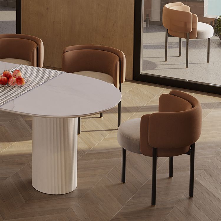 Nordic Round Velvet Steel Dining Chair