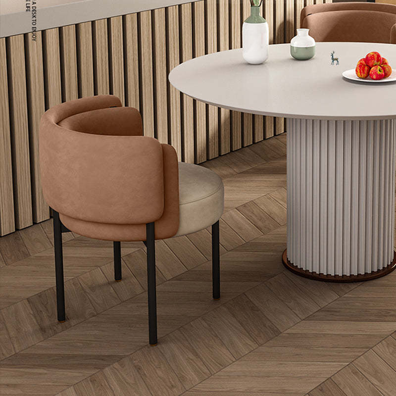 Nordic Round Velvet Steel Dining Chair
