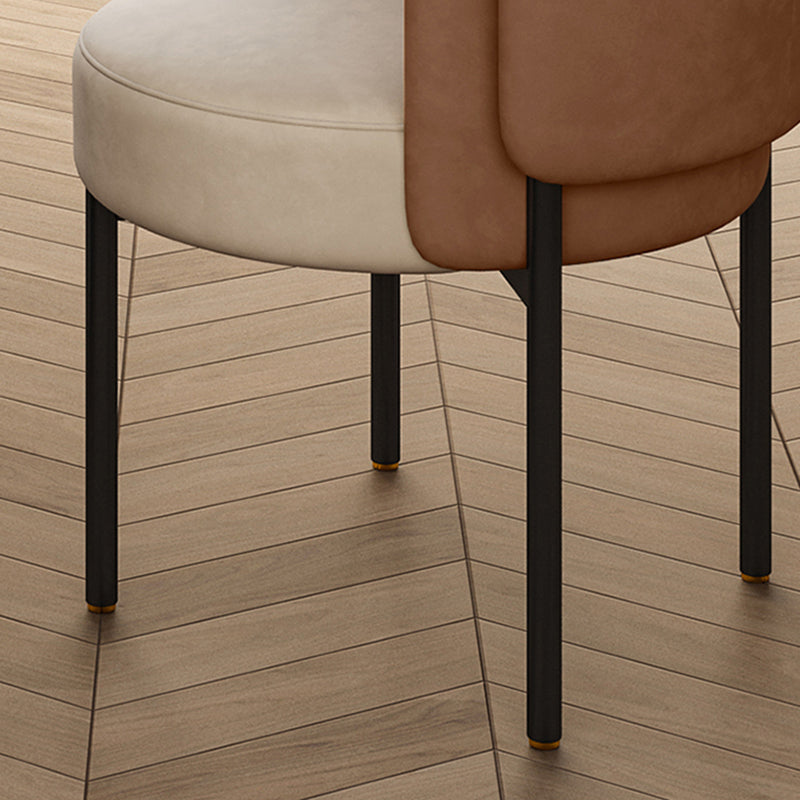 Nordic Round Velvet Steel Dining Chair