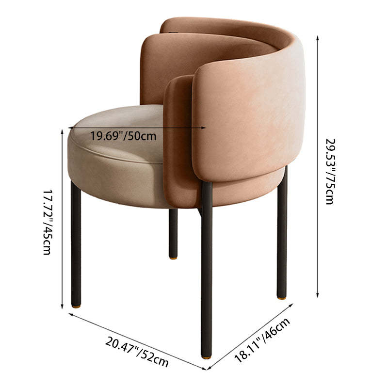 Nordic Round Velvet Steel Dining Chair
