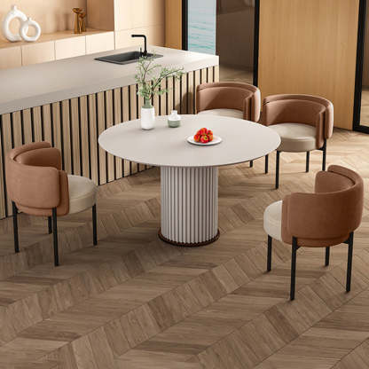 Nordic Round Velvet Steel Dining Chair