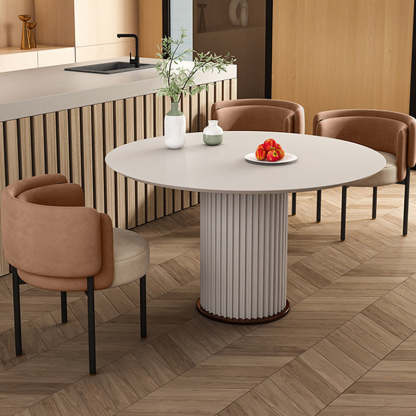 Nordic Round Velvet Steel Dining Chair