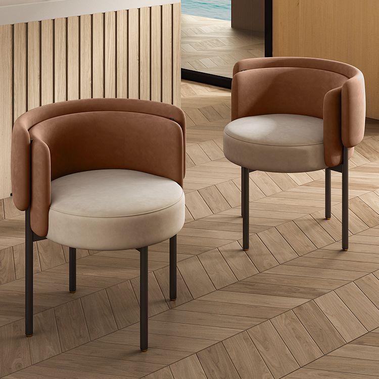Nordic Round Velvet Steel Dining Chair