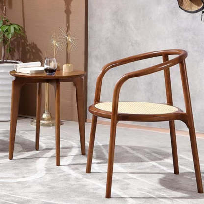 Chinese Ash Wood Rattan Dining Chair